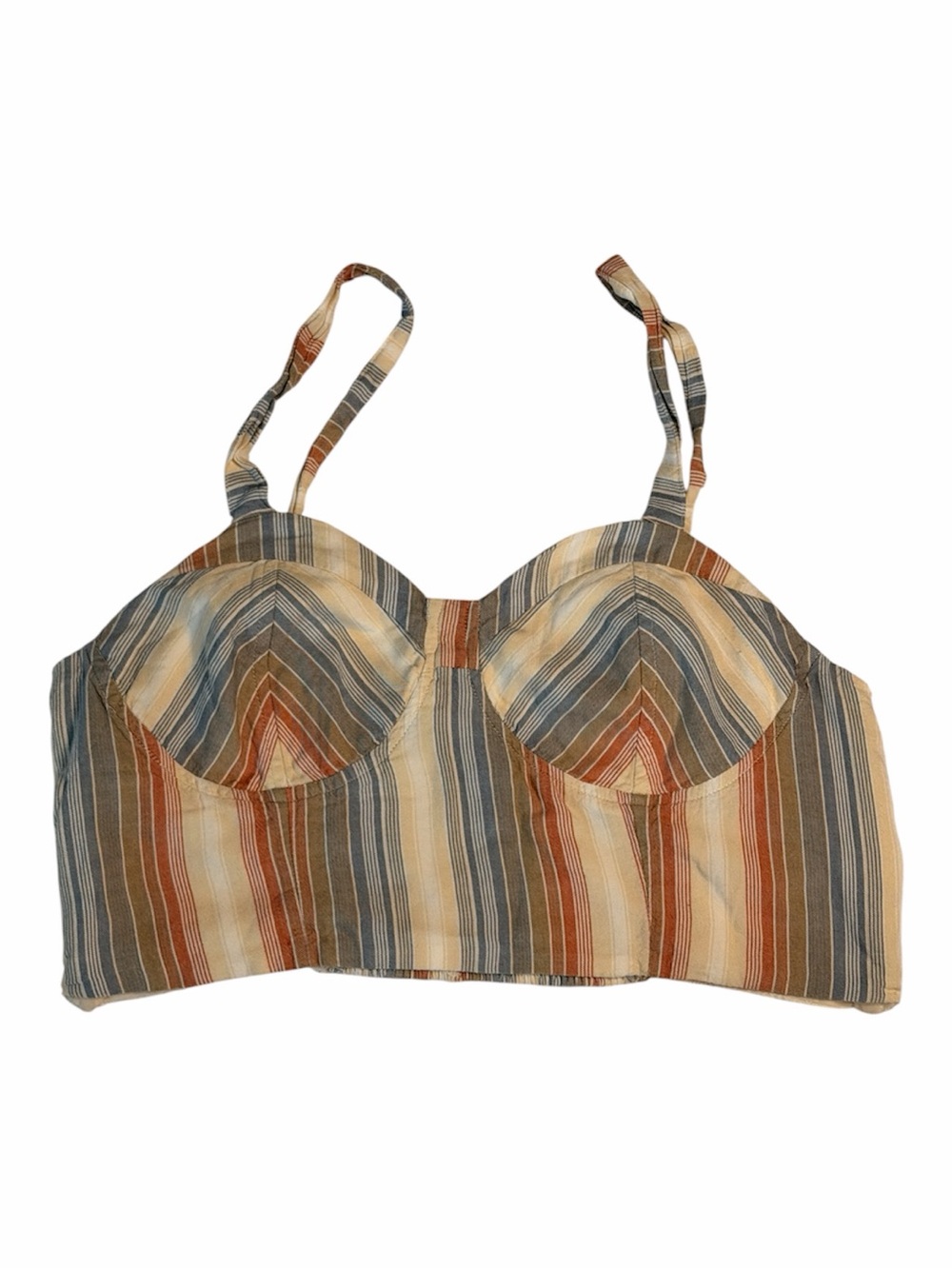 American Eagle Outfitters Striped Bustier Bra - Rust, Blue, Cream, Tan
